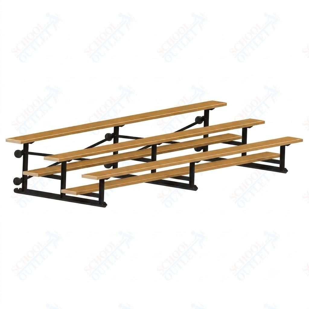 Jaypro Sports Bleacher - 3 Row - Tip & Roll, Single Foot Plank, Powder Coated - 15' L (BLCH-3TRGPC)