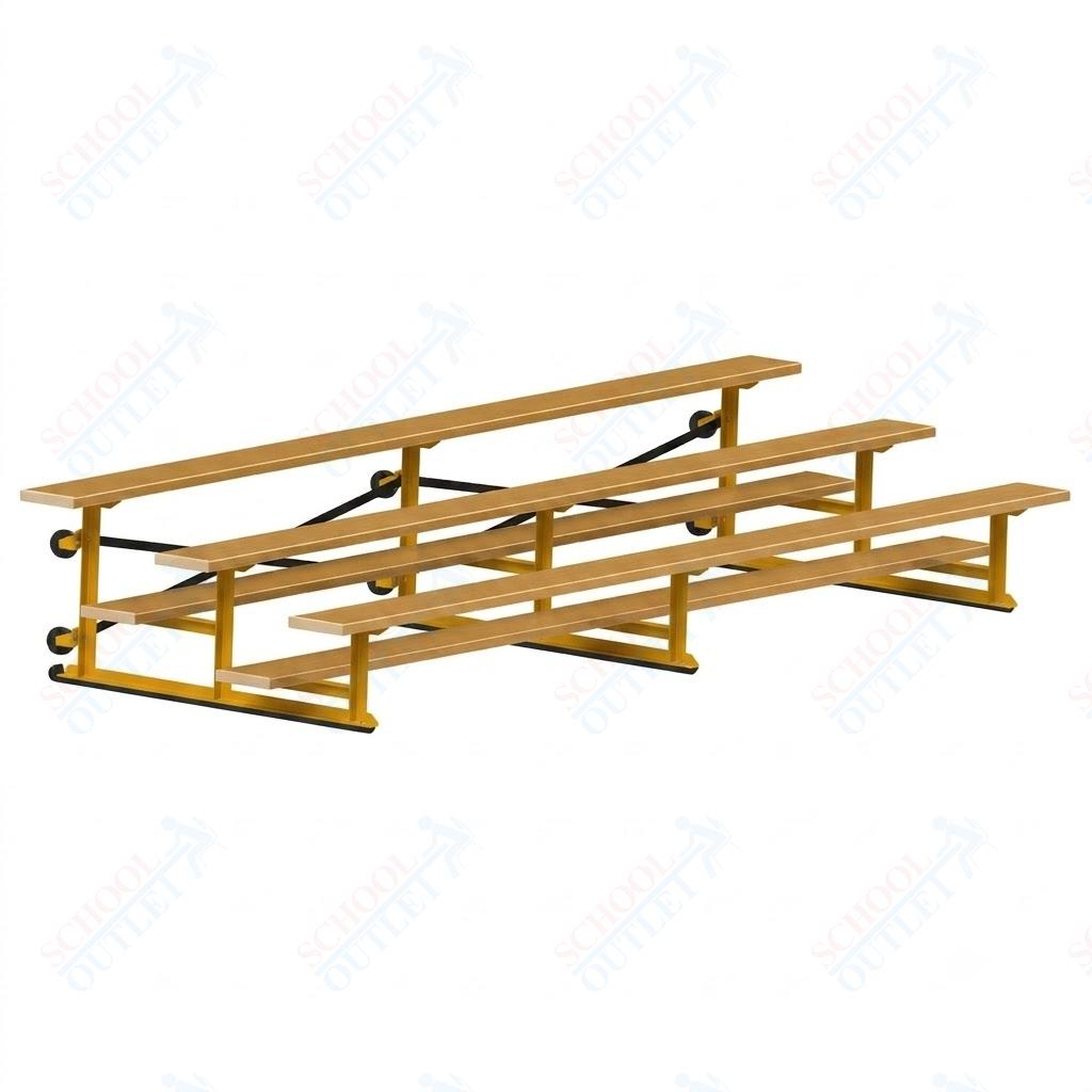 Jaypro Sports Bleacher - 3 Row - Tip & Roll, Single Foot Plank, Powder Coated - 15' L (BLCH-3TRGPC)