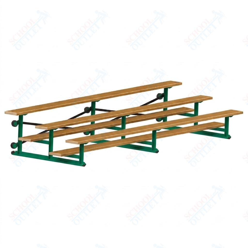 Jaypro Sports Bleacher - 3 Row - Tip & Roll, Single Foot Plank, Powder Coated - 15' L (BLCH-3TRGPC)