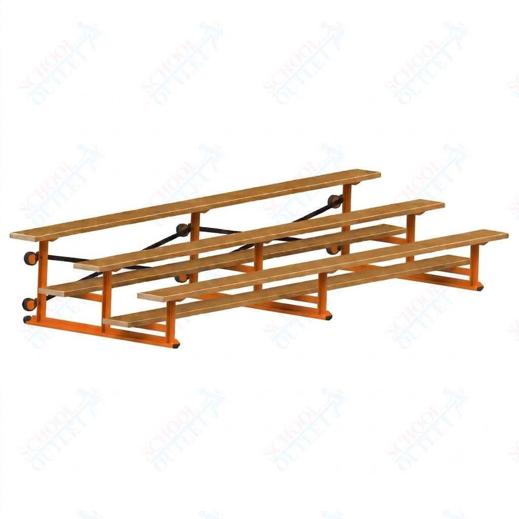 Jaypro Sports Bleacher - 3 Row - Tip & Roll, Single Foot Plank, Powder Coated - 15' L (BLCH-3TRGPC)