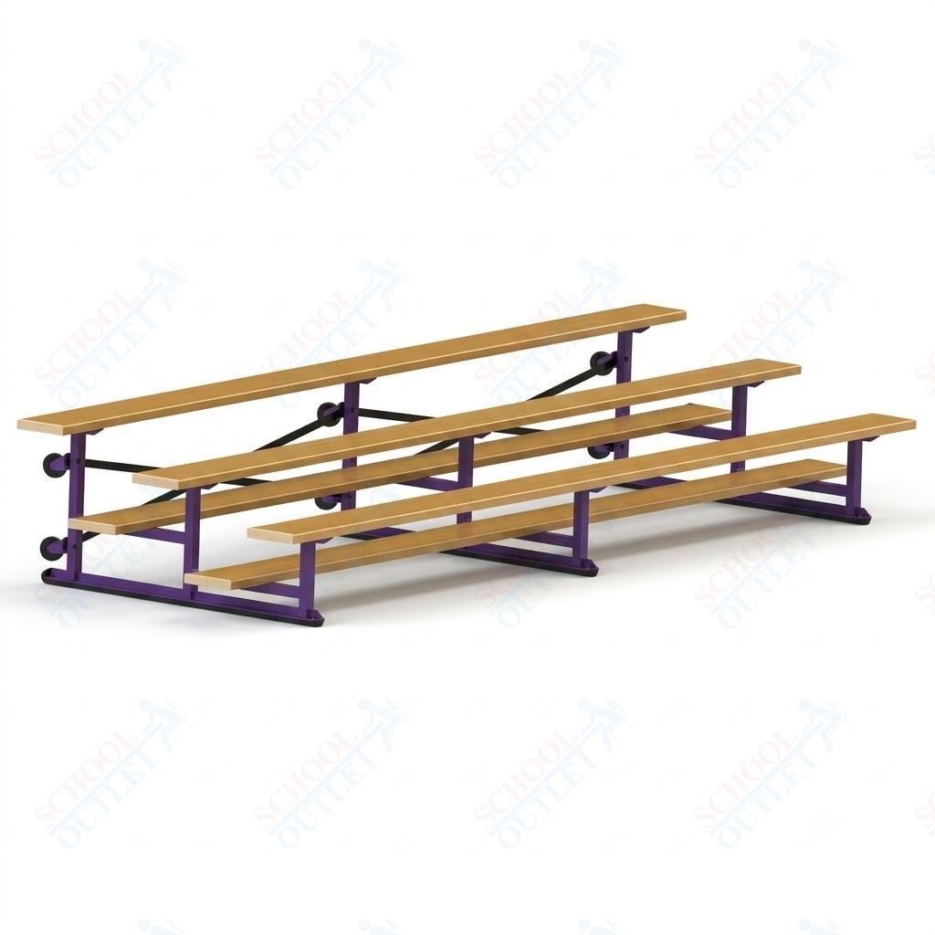 Jaypro Sports Bleacher - 3 Row - Tip & Roll, Single Foot Plank, Powder Coated - 15' L (BLCH-3TRGPC)