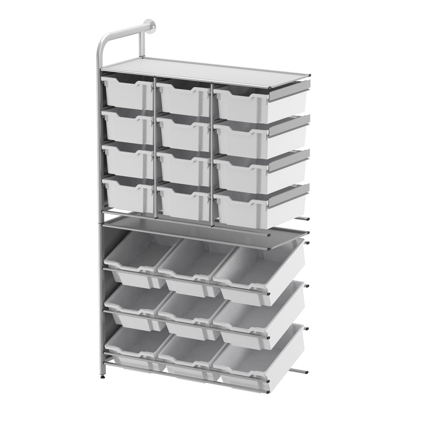 Gratnells Callero Custom Tall Pick - Store Adder Unit 9 Tilting Deep and 12 Deep Trays (GRA - CADD010744) - SchoolOutlet