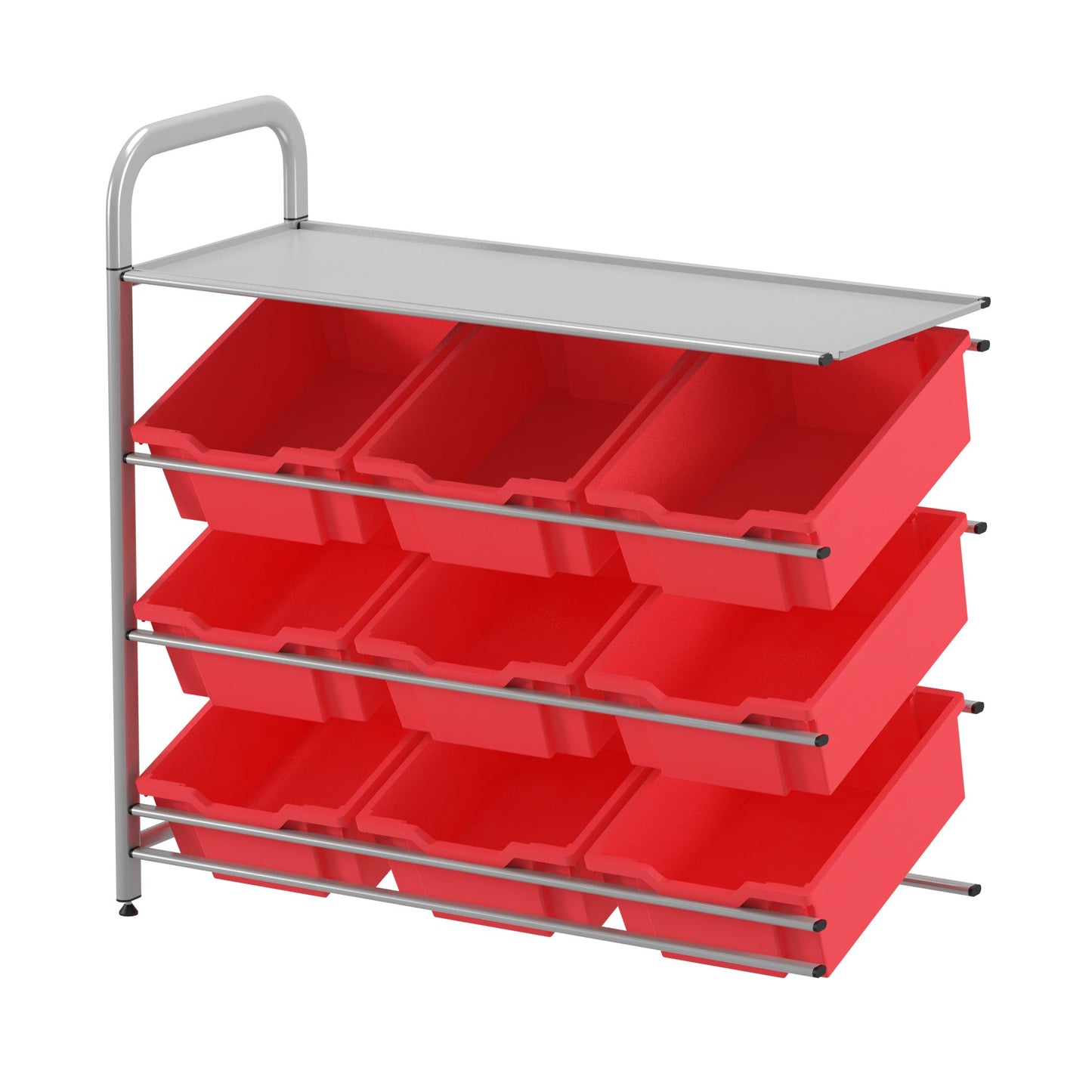 Gratnells Callero Custom Low Level 9 Deep Tilting Tray Adder Unit in Silver (GRA - CADD0144) - SchoolOutlet