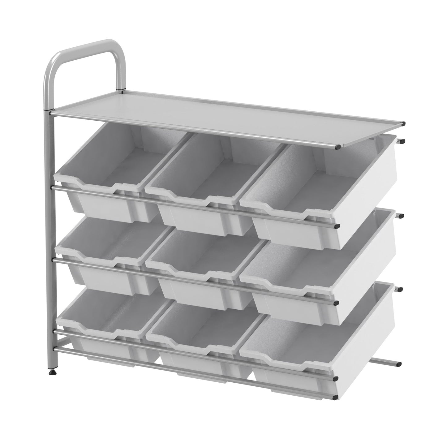 Gratnells Callero Custom Low Level 9 Deep Tilting Tray Adder Unit in Silver (GRA - CADD0144) - SchoolOutlet