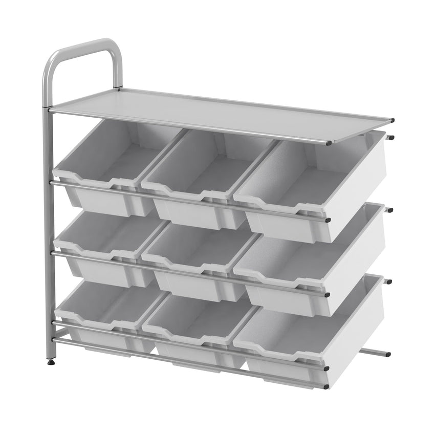 Gratnells Callero Custom Low Level 9 Deep Tilting Tray Adder Unit in Silver (GRA - CADD0144) - SchoolOutlet