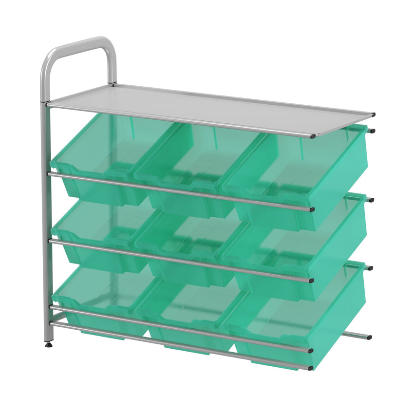 Gratnells Callero Custom Low Level 9 Deep Tilting Tray Adder Unit in Silver (GRA - CADD0144) - SchoolOutlet