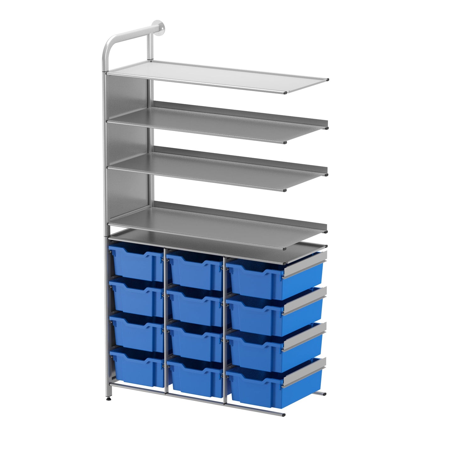 Gratnells Callero Custom Tall Display - Store Adder Unit 3 Flat Shelves and 12 Deep Trays (GRA - CADD070644) - SchoolOutlet