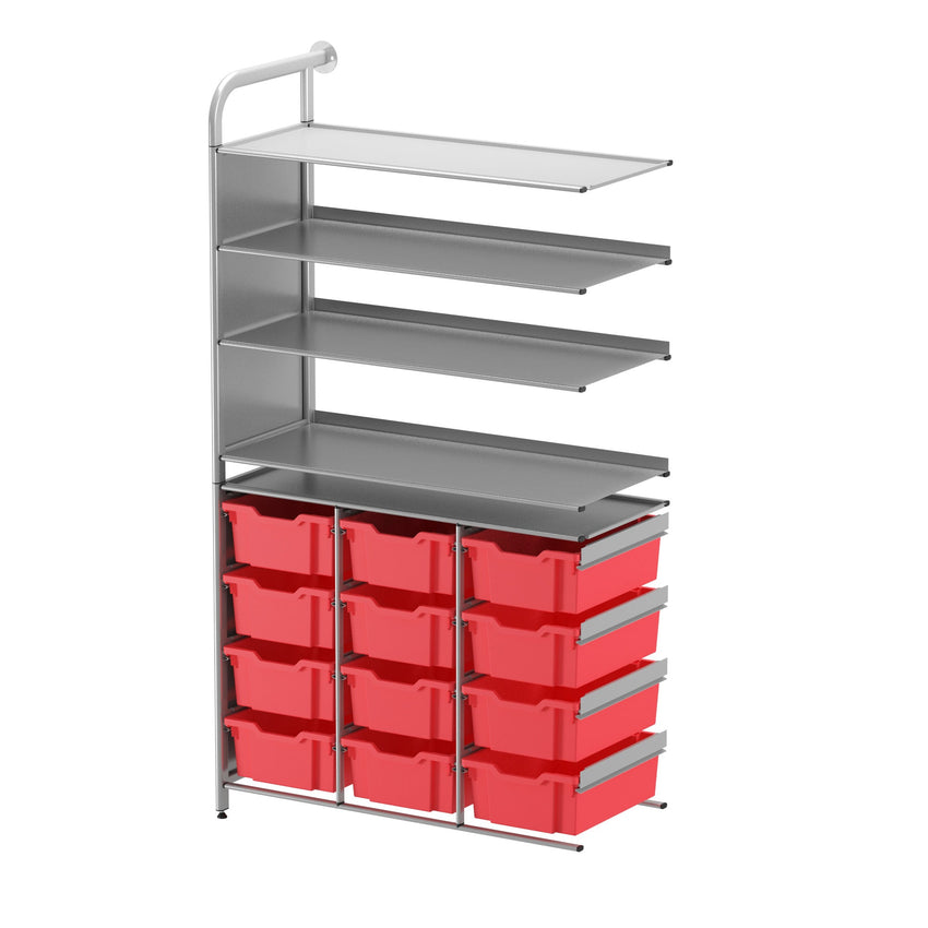 Gratnells Callero Custom Tall Display - Store Adder Unit 3 Flat Shelves and 12 Deep Trays (GRA - CADD070644) - SchoolOutlet