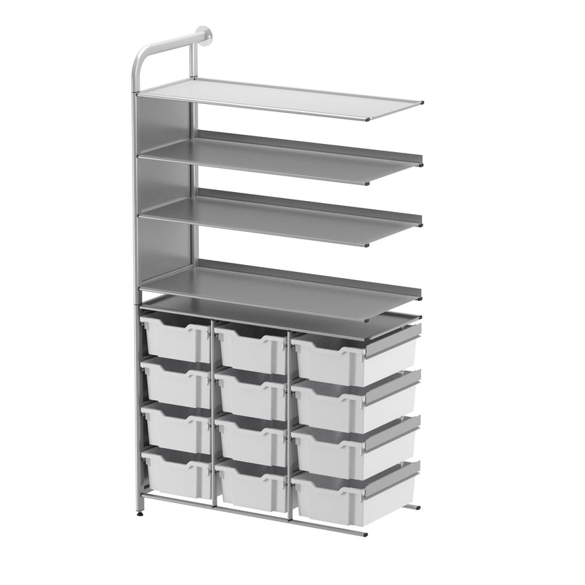 Gratnells Callero Custom Tall Display - Store Adder Unit 3 Flat Shelves and 12 Deep Trays (GRA - CADD070644) - SchoolOutlet