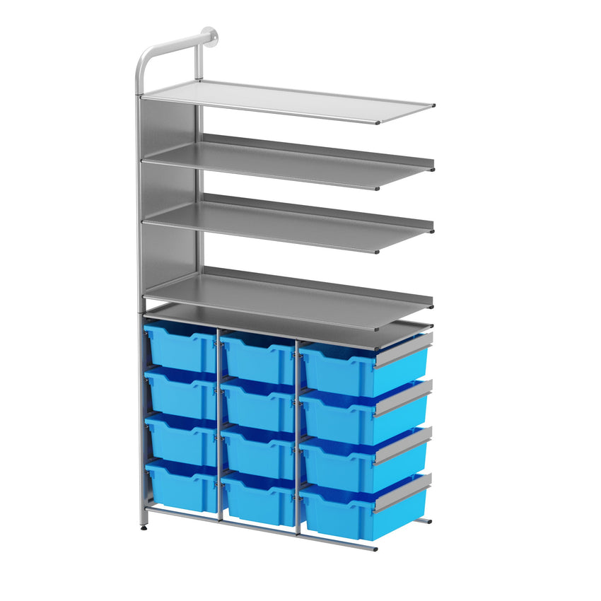 Gratnells Callero Custom Tall Display - Store Adder Unit 3 Flat Shelves and 12 Deep Trays (GRA - CADD070644) - SchoolOutlet