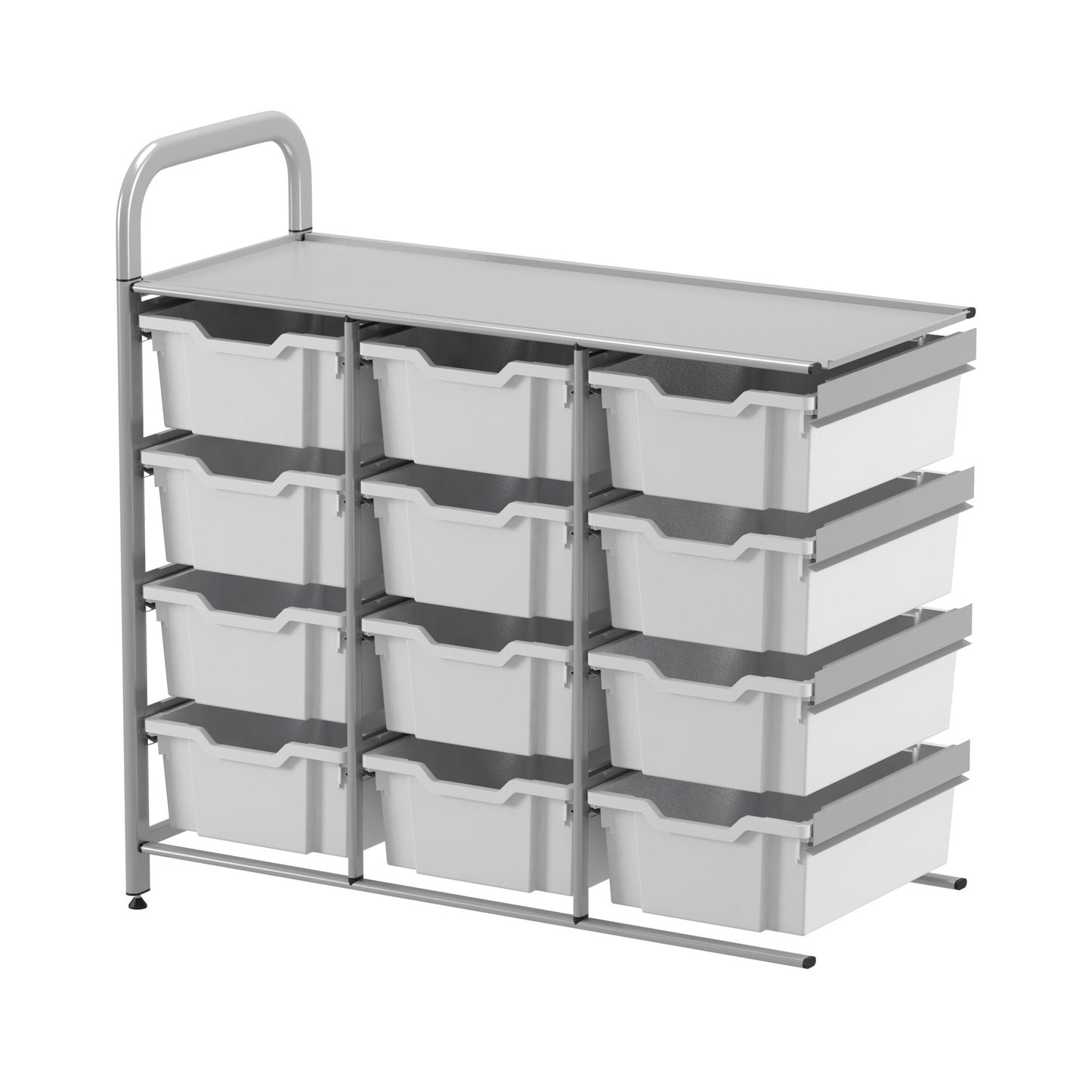 Gratnells Callero Custom Low Level 12 Deep Tray Adder Unit in Silver (GRA - CADD0744) - SchoolOutlet