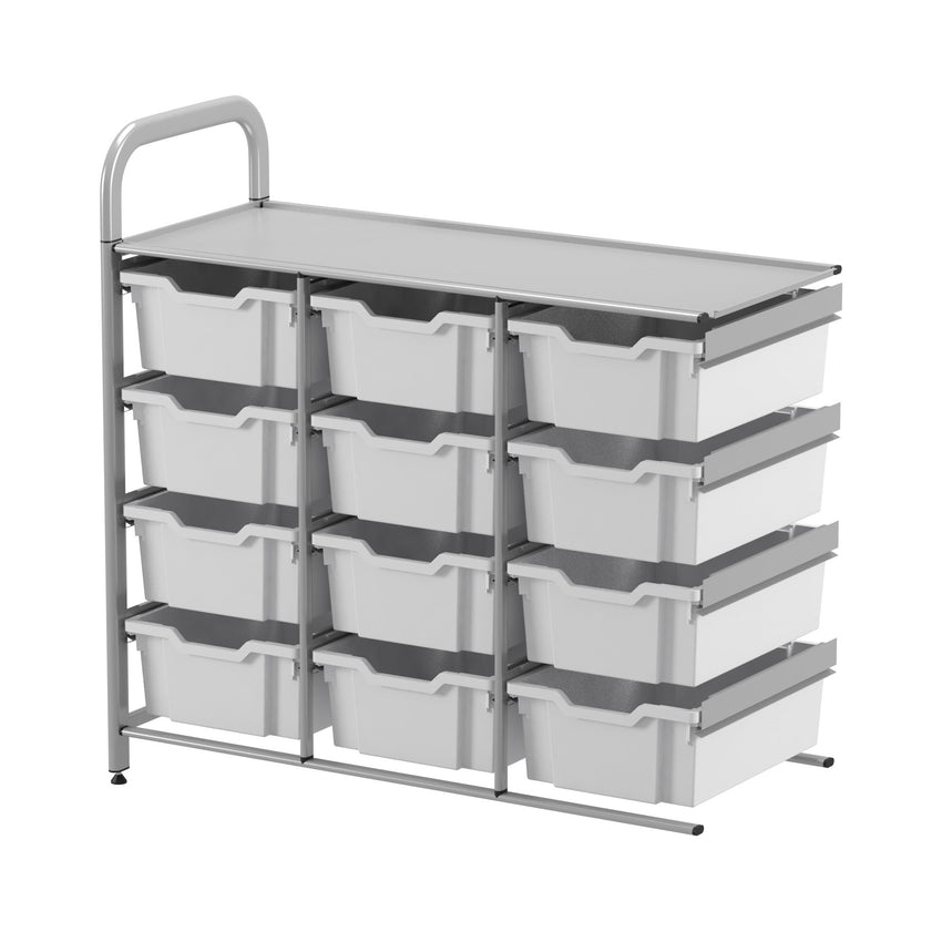 Gratnells Callero Custom Low Level 12 Deep Tray Adder Unit in Silver (GRA - CADD0744) - SchoolOutlet