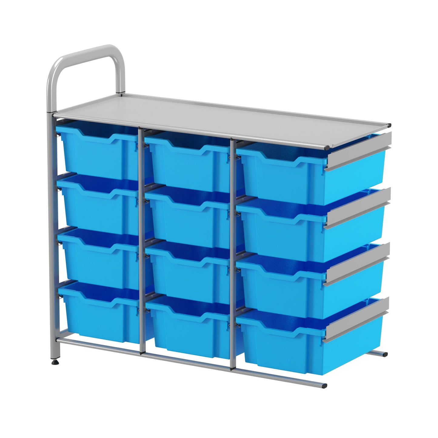 Gratnells Callero Custom Low Level 12 Deep Tray Adder Unit in Silver (GRA - CADD0744) - SchoolOutlet