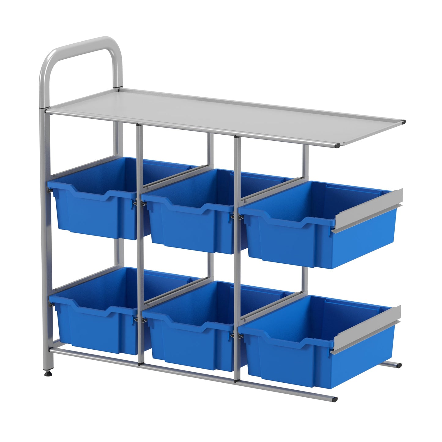 Gratnells Callero Custom Low Level 6 Deep Tray Library Adder Unit in Silver (GRA - CADD1644) - SchoolOutlet