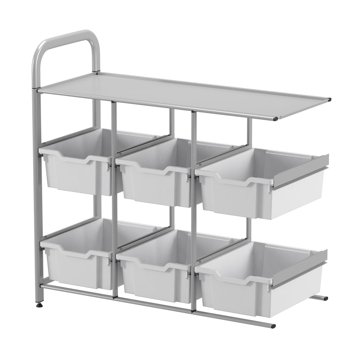 Gratnells Callero Custom Low Level 6 Deep Tray Library Adder Unit in Silver (GRA - CADD1644) - SchoolOutlet