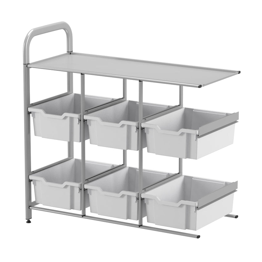 Gratnells Callero Custom Low Level 6 Deep Tray Library Adder Unit in Silver (GRA - CADD1644) - SchoolOutlet
