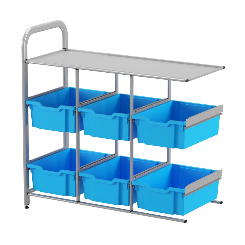 Gratnells Callero Custom Low Level 6 Deep Tray Library Adder Unit in Silver (GRA - CADD1644) - SchoolOutlet