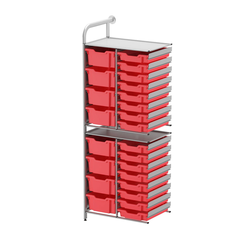 Gratnells Callero Custom Tall Slim Store Unit Adder Unit in Silver with 16 Shallow and 8 Deep Trays (GRA - CADD181844) - SchoolOutlet