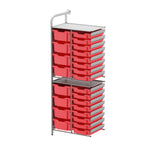 Gratnells Callero Custom Tall Slim Store Unit Adder Unit in Silver with 16 Shallow and 8 Deep Trays (GRA - CADD181844) - SchoolOutlet