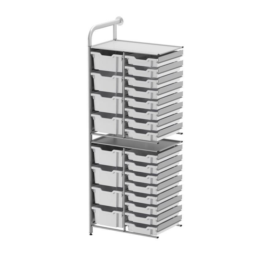 Gratnells Callero Custom Tall Slim Store Unit Adder Unit in Silver with 16 Shallow and 8 Deep Trays (GRA - CADD181844) - SchoolOutlet