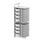 Gratnells Callero Custom Tall Slim Store Unit Adder Unit in Silver with 16 Shallow and 8 Deep Trays (GRA - CADD181844) - SchoolOutlet
