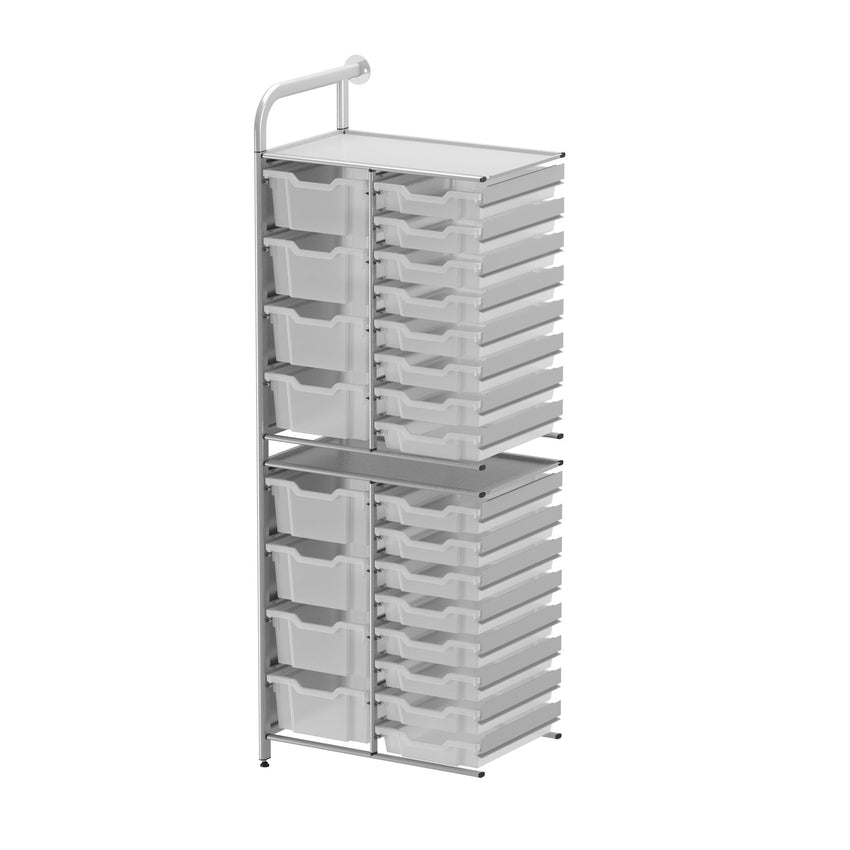 Gratnells Callero Custom Tall Slim Store Unit Adder Unit in Silver with 16 Shallow and 8 Deep Trays (GRA - CADD181844) - SchoolOutlet