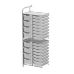 Gratnells Callero Custom Tall Slim Store Unit Adder Unit in Silver with 16 Shallow and 8 Deep Trays (GRA - CADD181844) - SchoolOutlet