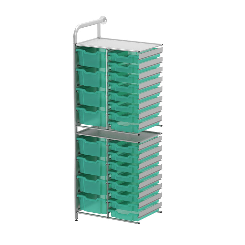 Gratnells Callero Custom Tall Slim Store Unit Adder Unit in Silver with 16 Shallow and 8 Deep Trays (GRA - CADD181844) - SchoolOutlet