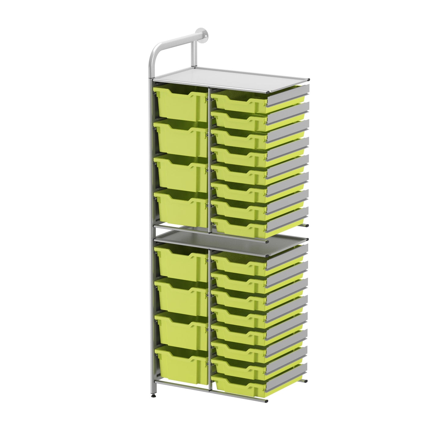Gratnells Callero Custom Tall Slim Store Unit Adder Unit in Silver with 16 Shallow and 8 Deep Trays (GRA - CADD181844) - SchoolOutlet