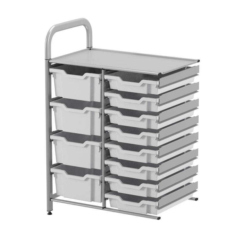 Gratnells Callero Custom Low Level 8 Shallow and 4 Deep Tray Adder Unit in Silver (GRA - CADD1844) - SchoolOutlet