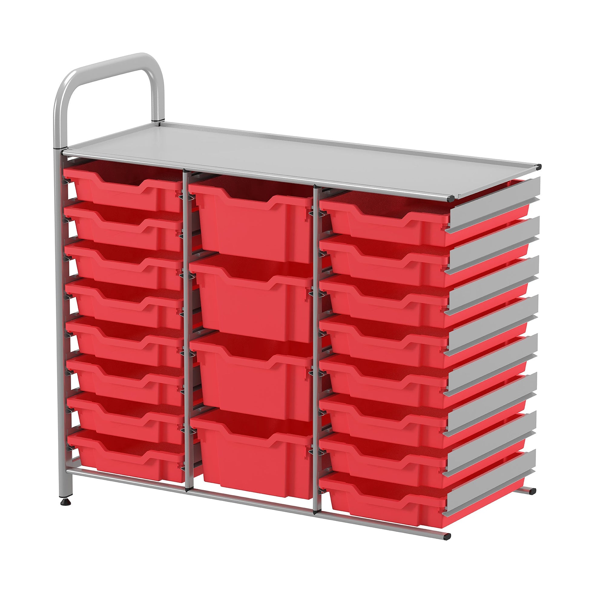 Gratnells Callero Custom Low Level 16 Shallow and 4 Deep Tray Adder Unit in Silver (GRA - CADD2144) - SchoolOutlet