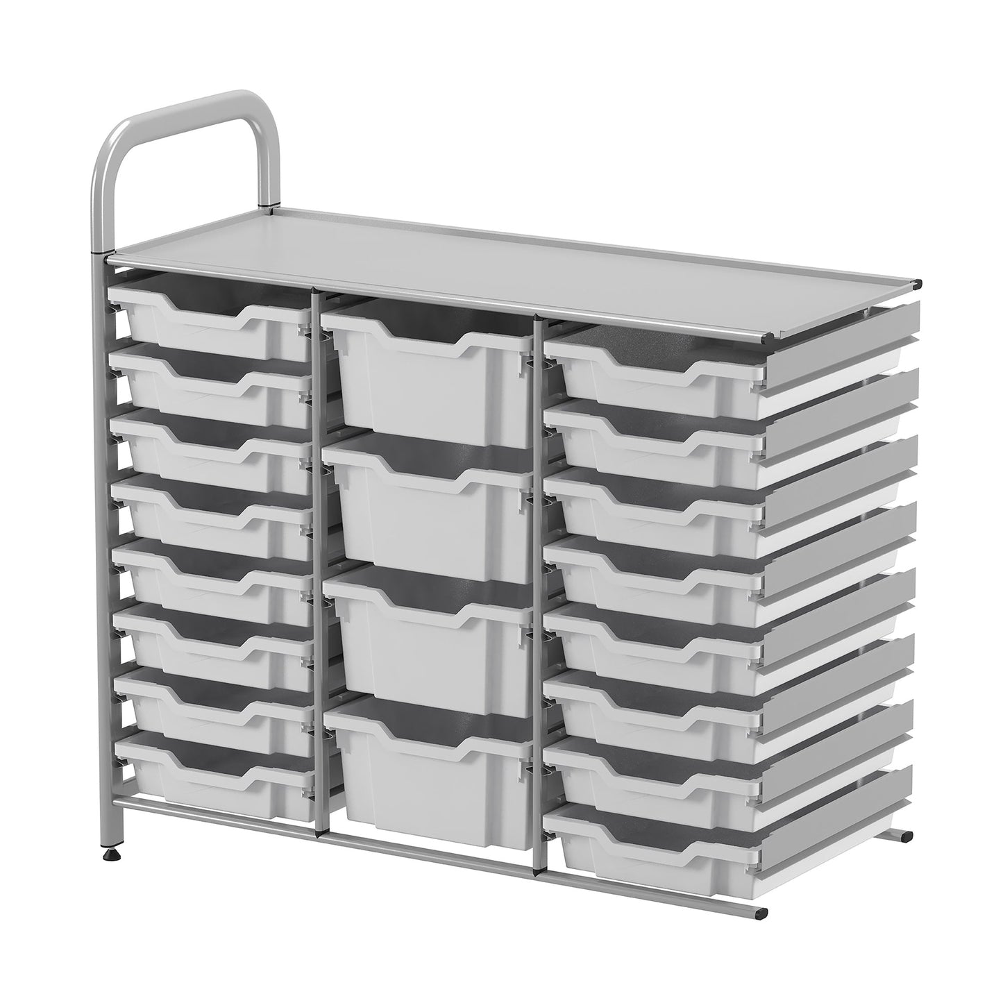 Gratnells Callero Custom Low Level 16 Shallow and 4 Deep Tray Adder Unit in Silver (GRA - CADD2144) - SchoolOutlet