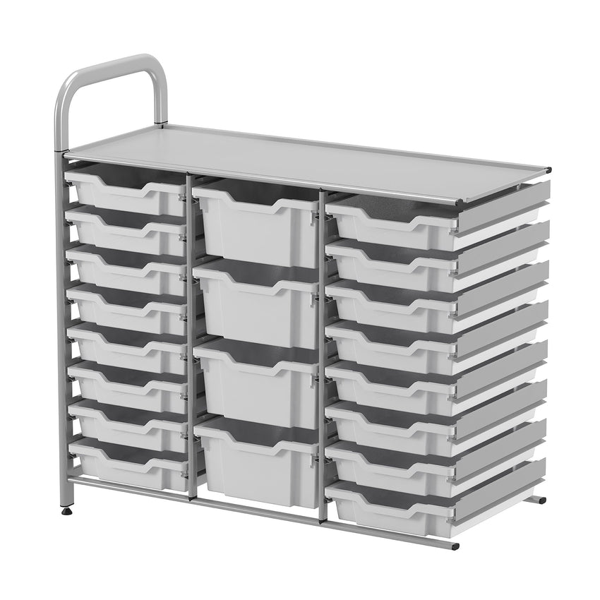 Gratnells Callero Custom Low Level 16 Shallow and 4 Deep Tray Adder Unit in Silver (GRA - CADD2144) - SchoolOutlet
