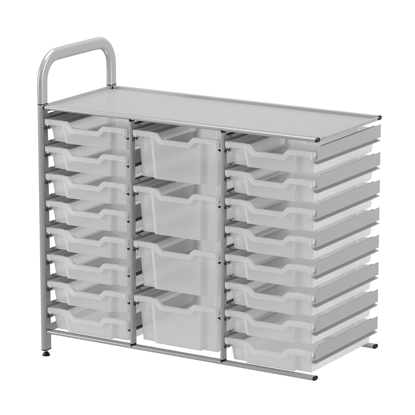 Gratnells Callero Custom Low Level 16 Shallow and 4 Deep Tray Adder Unit in Silver (GRA - CADD2144) - SchoolOutlet