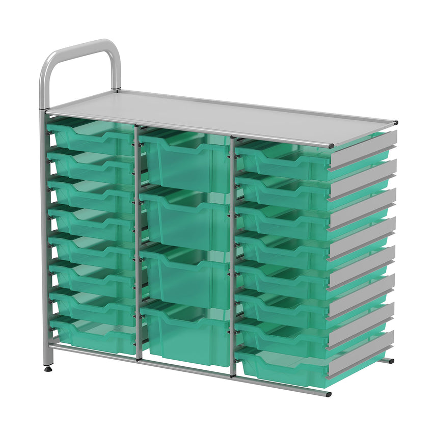 Gratnells Callero Custom Low Level 16 Shallow and 4 Deep Tray Adder Unit in Silver (GRA - CADD2144) - SchoolOutlet