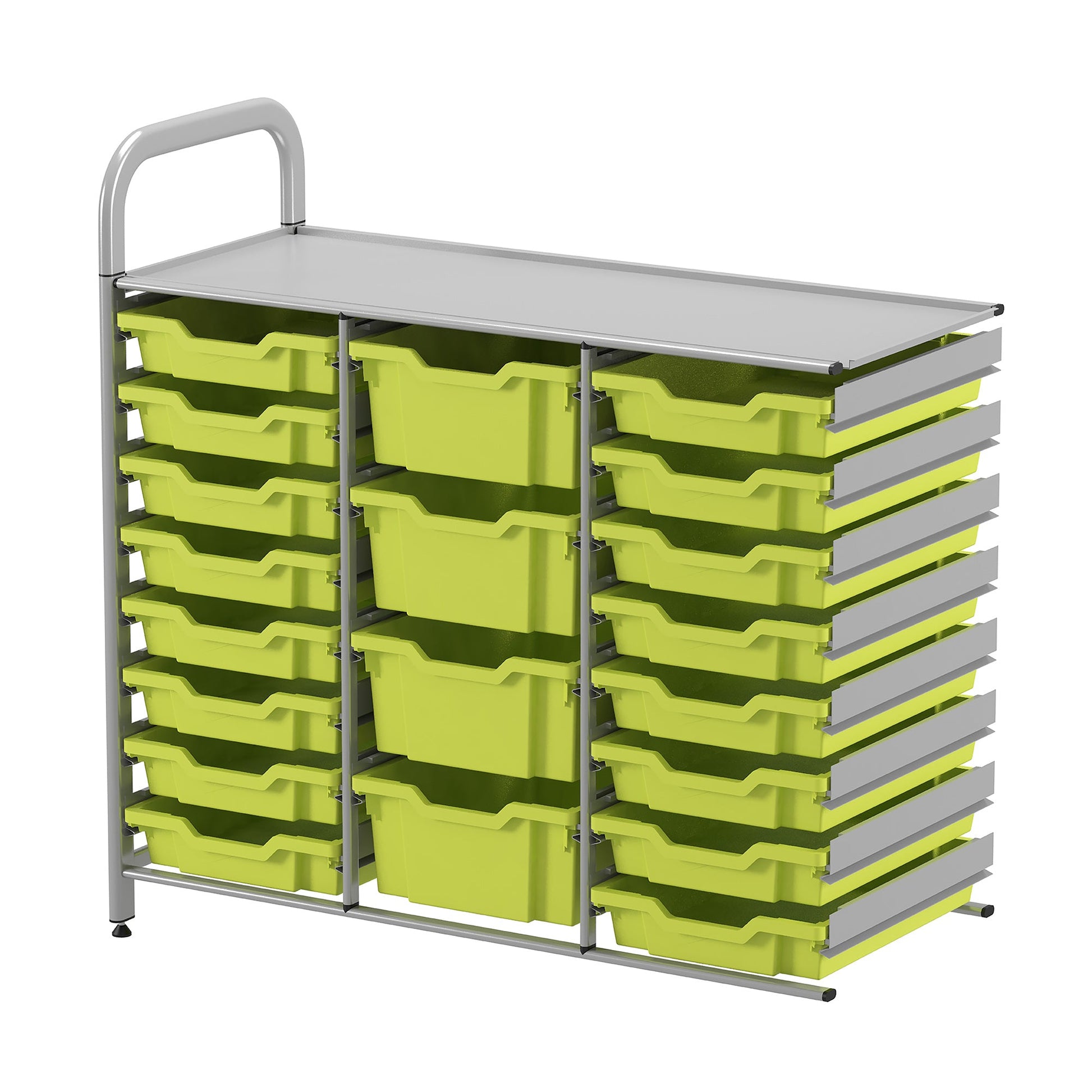 Gratnells Callero Custom Low Level 16 Shallow and 4 Deep Tray Adder Unit in Silver (GRA - CADD2144) - SchoolOutlet