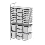 Gratnells Callero Tall Flexi Store Adder Unit in Silver with 16 Shallow, 8 Deep, and 4 Jumbo Trays (GRA - CADD252144) - SchoolOutlet