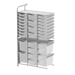 Gratnells Callero Tall Flexi Store Adder Unit in Silver with 16 Shallow, 8 Deep, and 4 Jumbo Trays (GRA - CADD252144) - SchoolOutlet