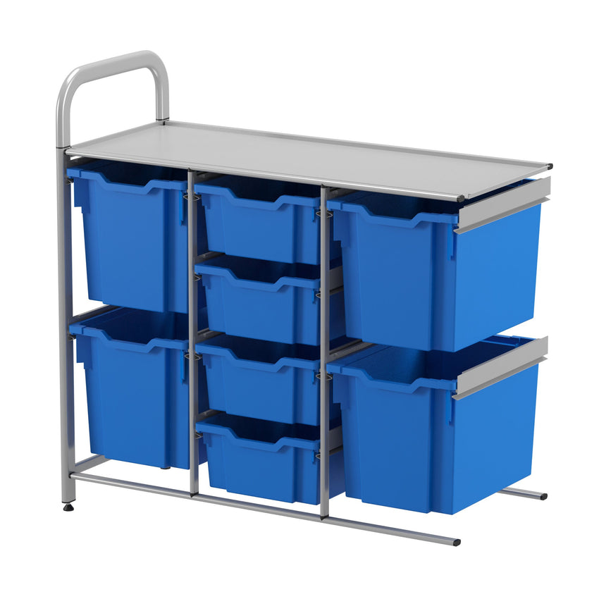 Gratnells Callero Custom Low Level 4 Deep and 4 Jumbo Tray Adder Unit in Silver (GRA - CADD2544) - SchoolOutlet