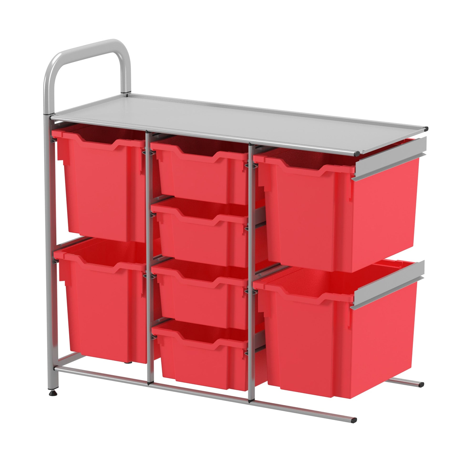 Gratnells Callero Custom Low Level 4 Deep and 4 Jumbo Tray Adder Unit in Silver (GRA - CADD2544) - SchoolOutlet