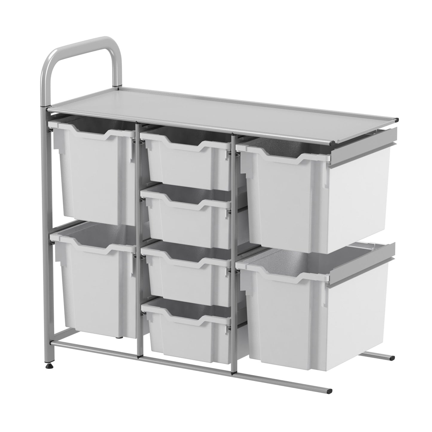 Gratnells Callero Custom Low Level 4 Deep and 4 Jumbo Tray Adder Unit in Silver (GRA - CADD2544) - SchoolOutlet