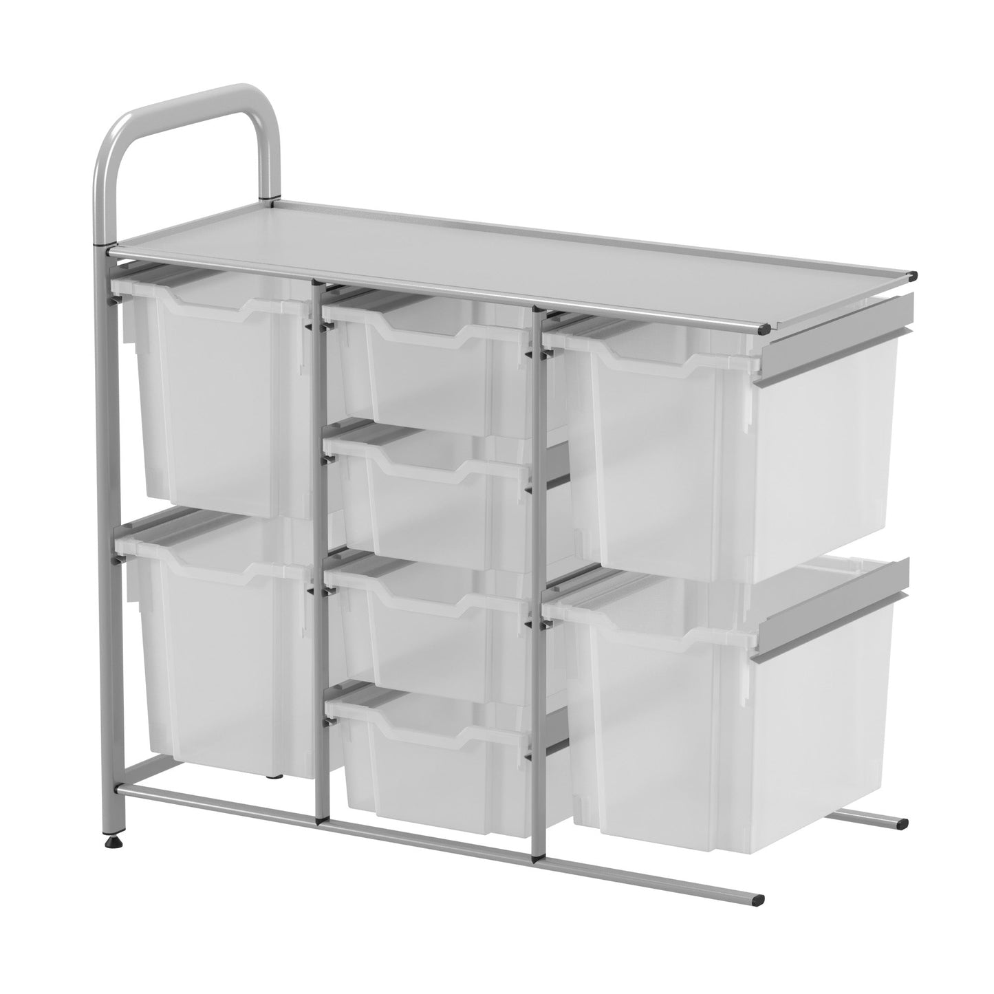 Gratnells Callero Custom Low Level 4 Deep and 4 Jumbo Tray Adder Unit in Silver (GRA - CADD2544) - SchoolOutlet