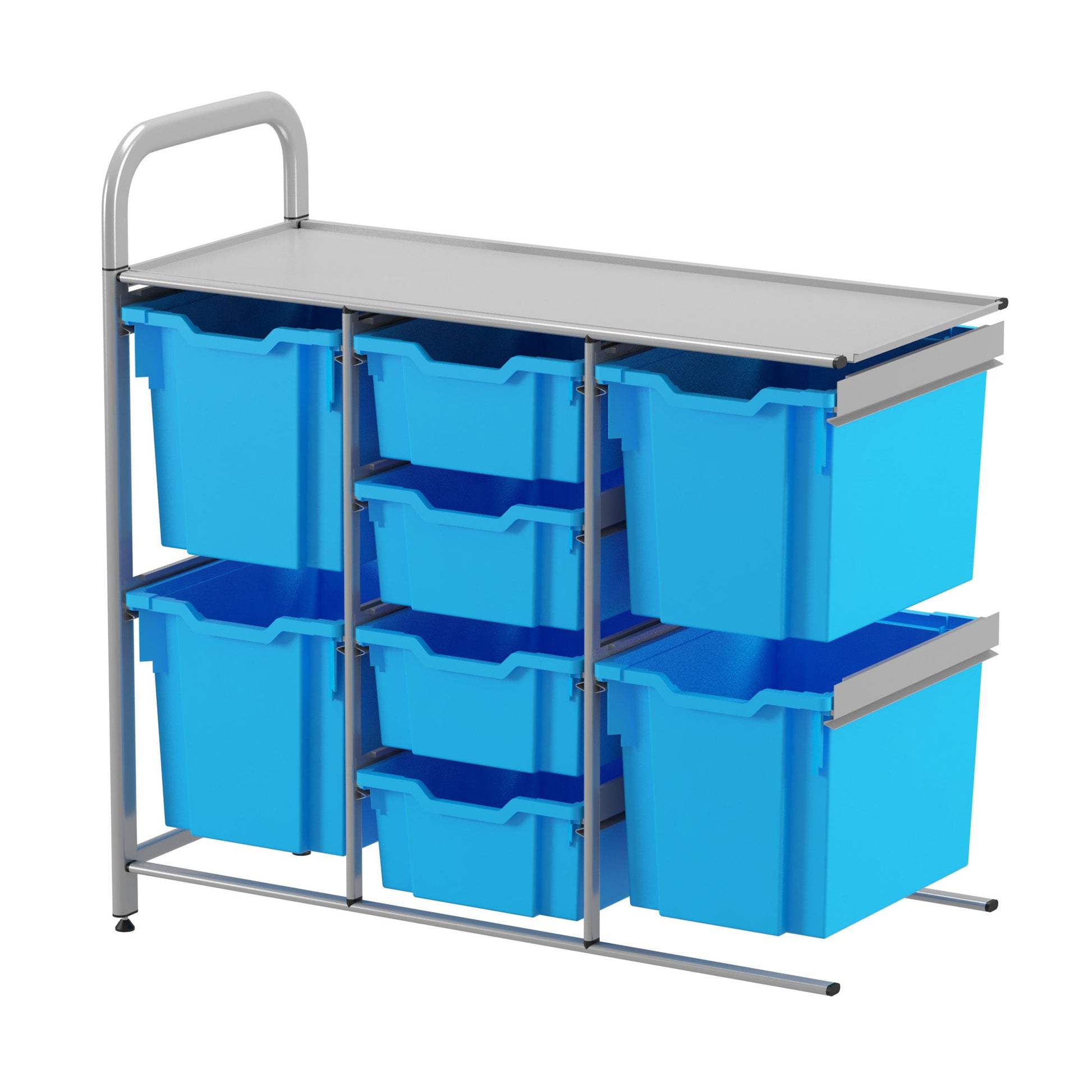 Gratnells Callero Custom Low Level 4 Deep and 4 Jumbo Tray Adder Unit in Silver (GRA - CADD2544) - SchoolOutlet