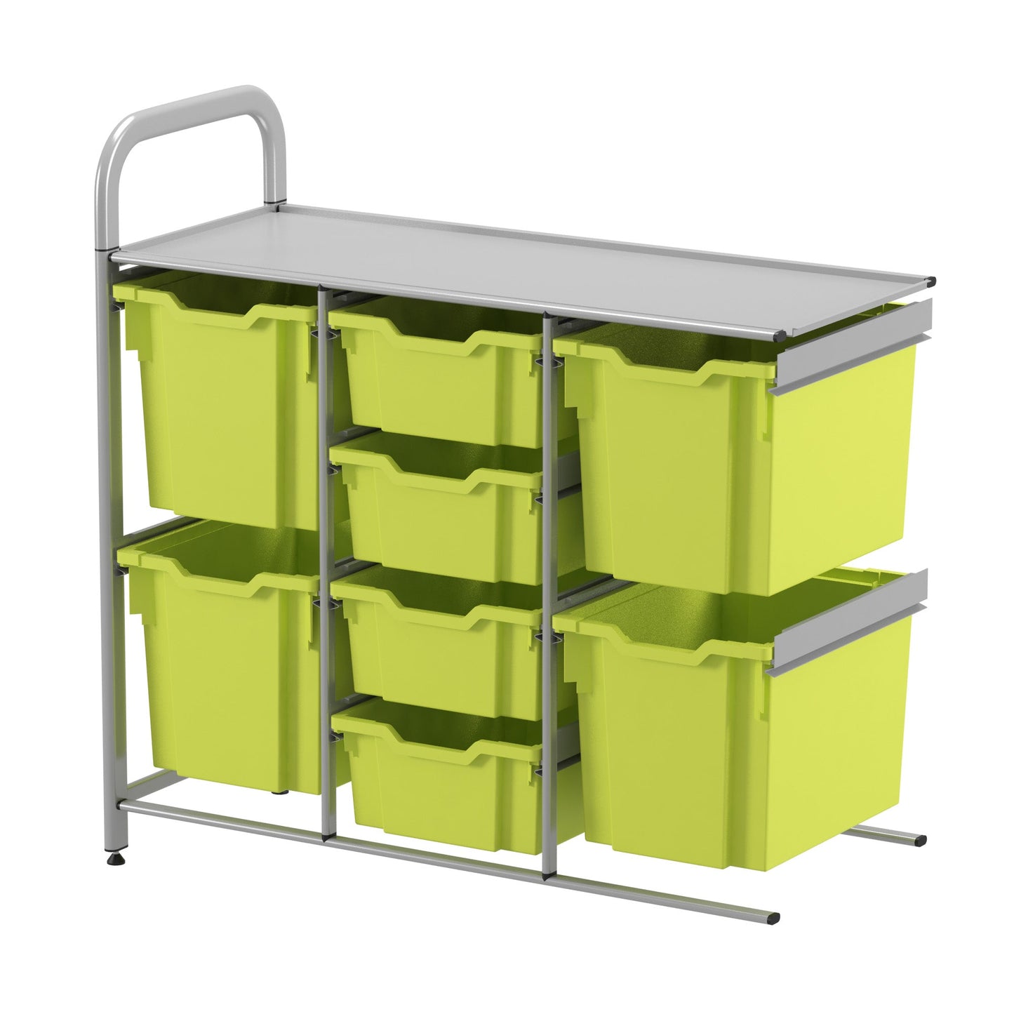 Gratnells Callero Custom Low Level 4 Deep and 4 Jumbo Tray Adder Unit in Silver (GRA - CADD2544) - SchoolOutlet