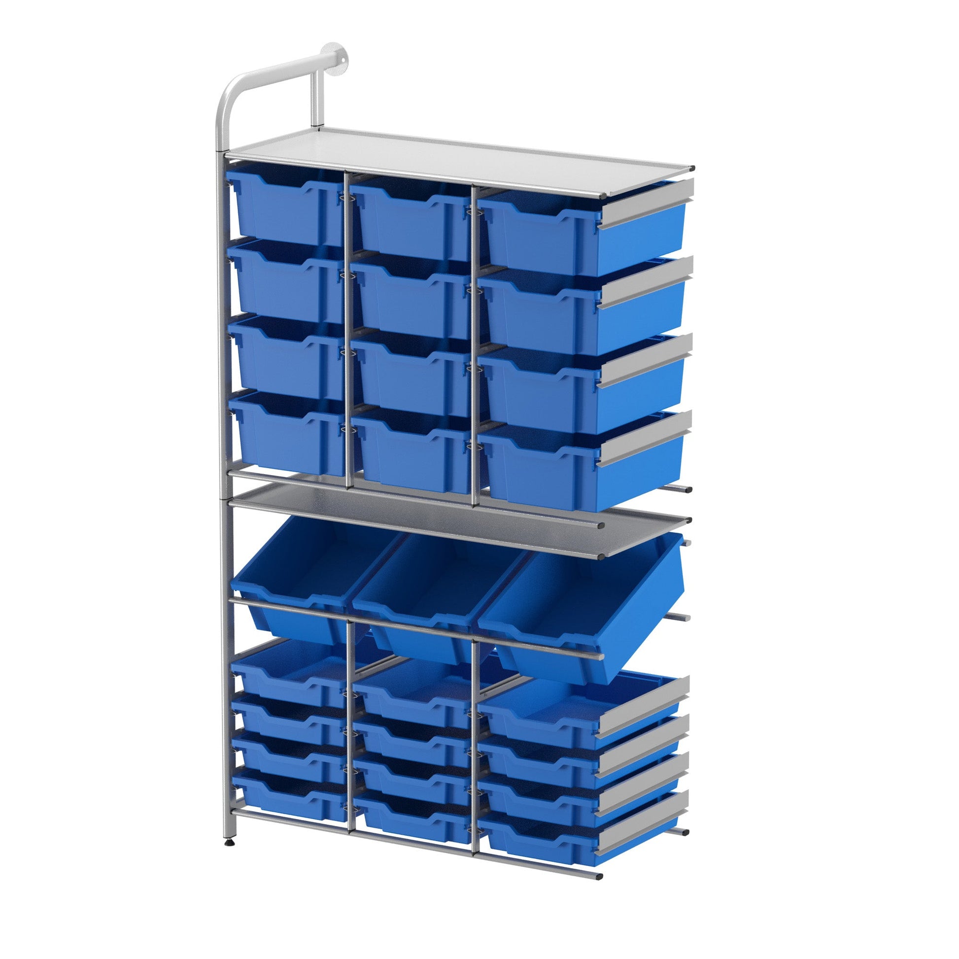 Gratnells Callero Custom Tall Maker - Store Adder Unit 12 Shallow, 3 Deep Tilting and 12 Deep Trays (GRA - CADD340744) - SchoolOutlet