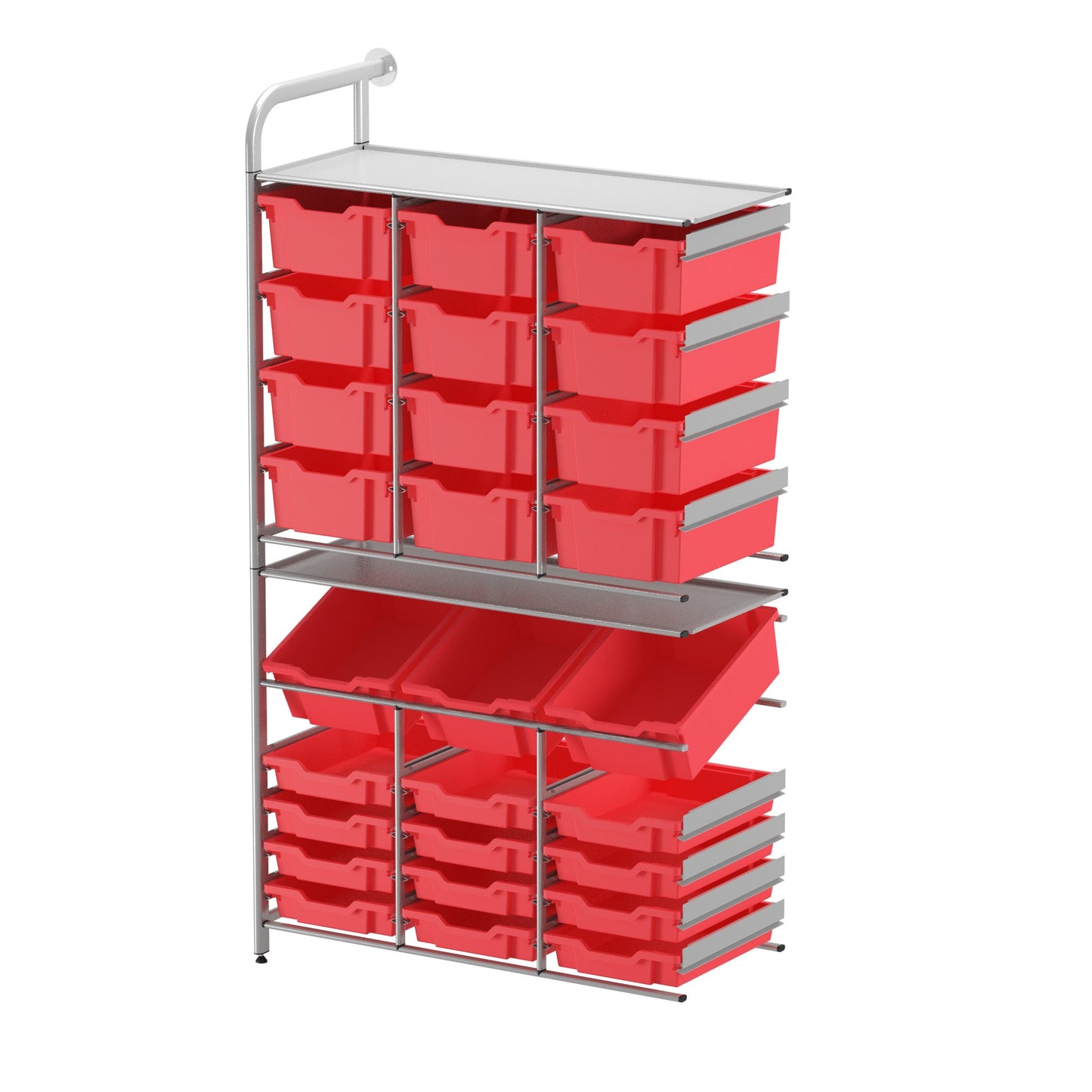 Gratnells Callero Custom Tall Maker - Store Adder Unit 12 Shallow, 3 Deep Tilting and 12 Deep Trays (GRA - CADD340744) - SchoolOutlet
