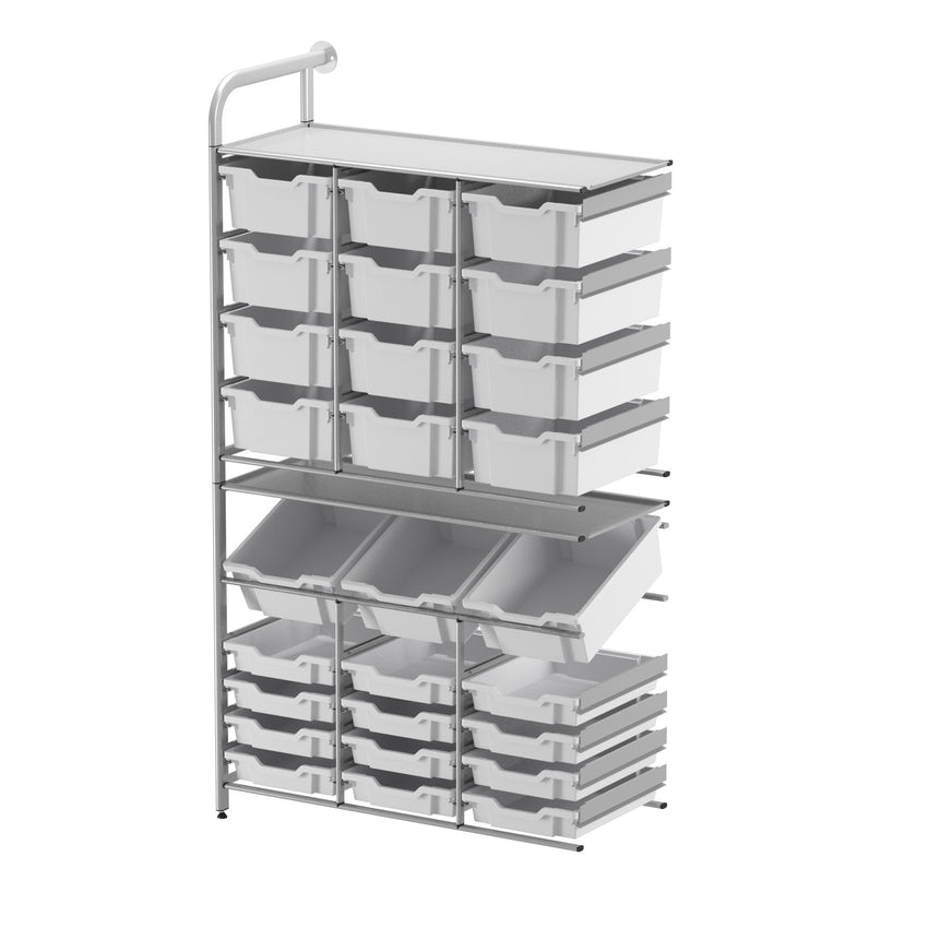 Gratnells Callero Custom Tall Maker - Store Adder Unit 12 Shallow, 3 Deep Tilting and 12 Deep Trays (GRA - CADD340744) - SchoolOutlet