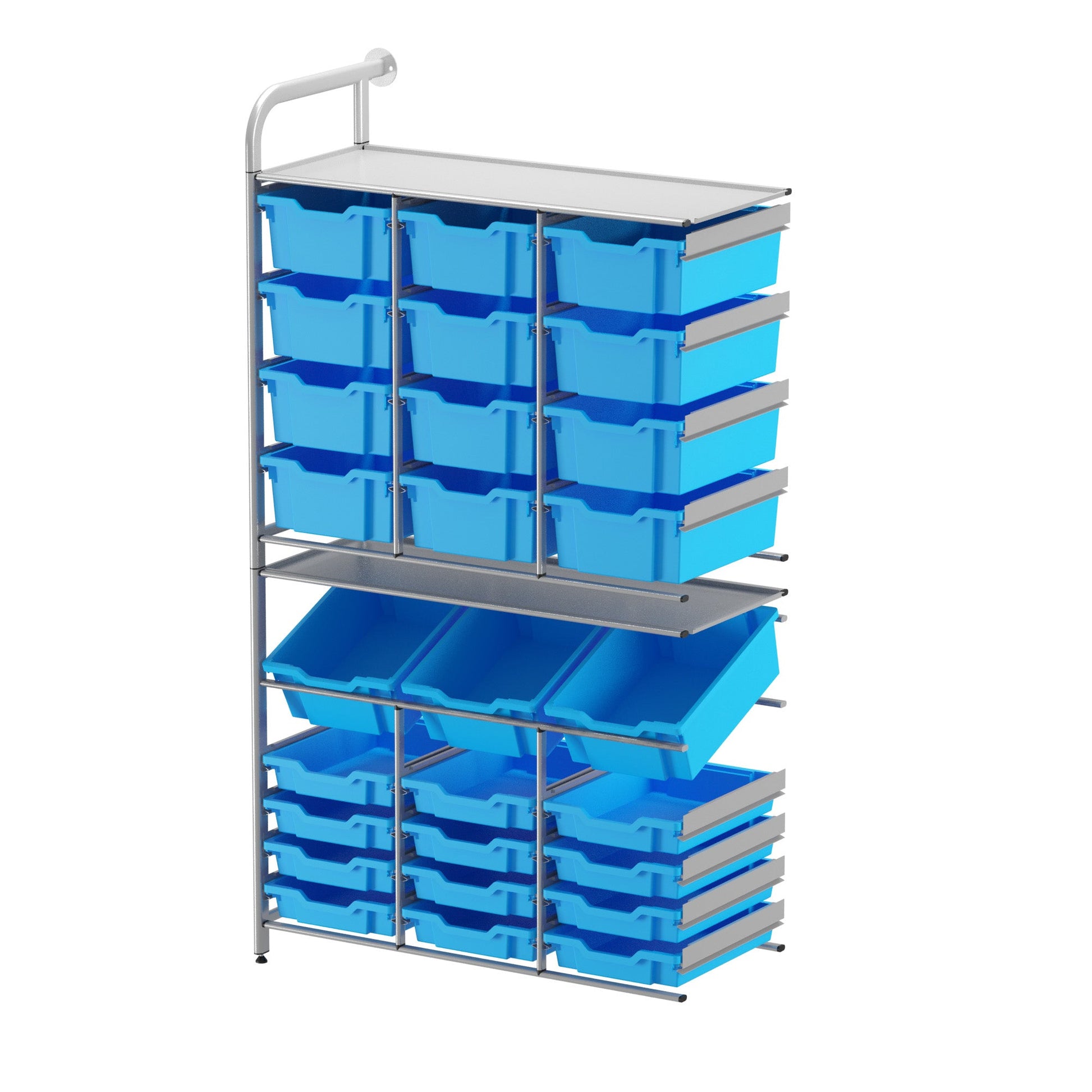 Gratnells Callero Custom Tall Maker - Store Adder Unit 12 Shallow, 3 Deep Tilting and 12 Deep Trays (GRA - CADD340744) - SchoolOutlet