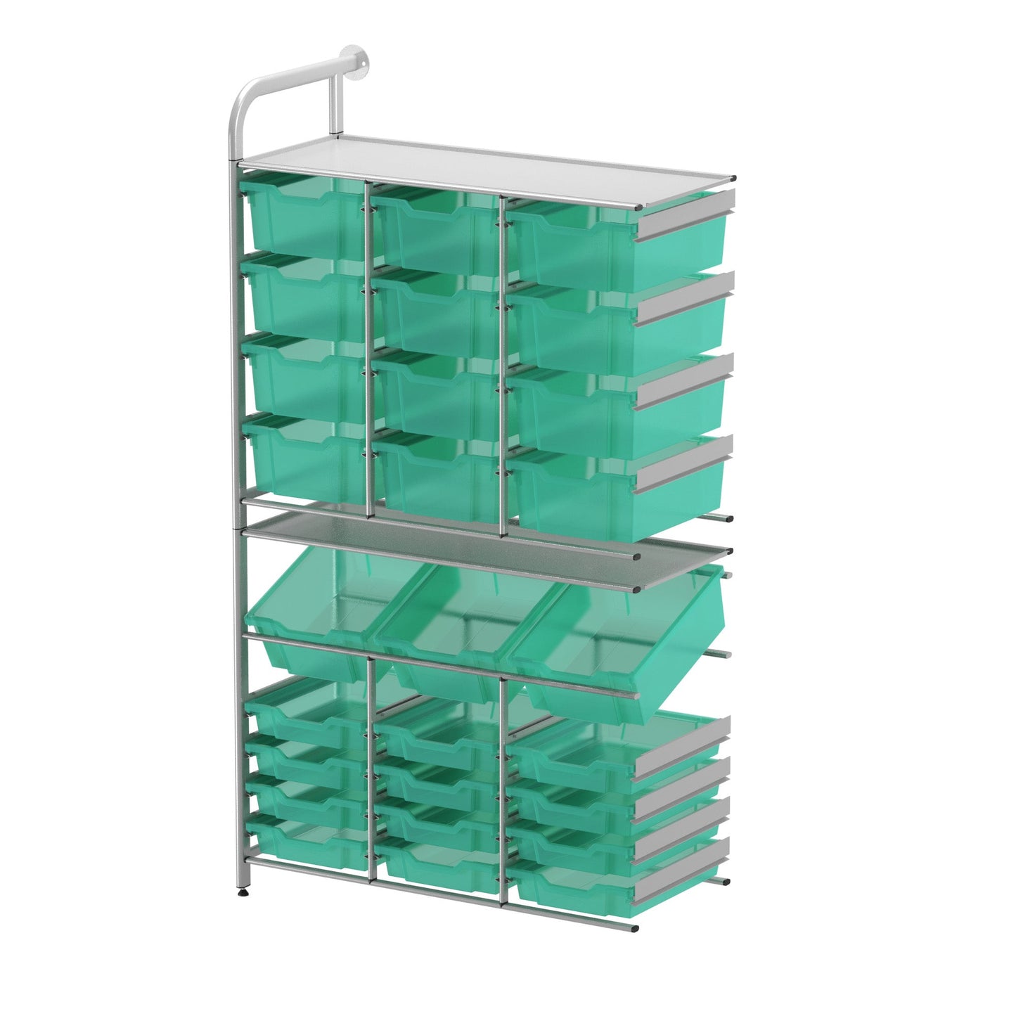 Gratnells Callero Custom Tall Maker - Store Adder Unit 12 Shallow, 3 Deep Tilting and 12 Deep Trays (GRA - CADD340744) - SchoolOutlet