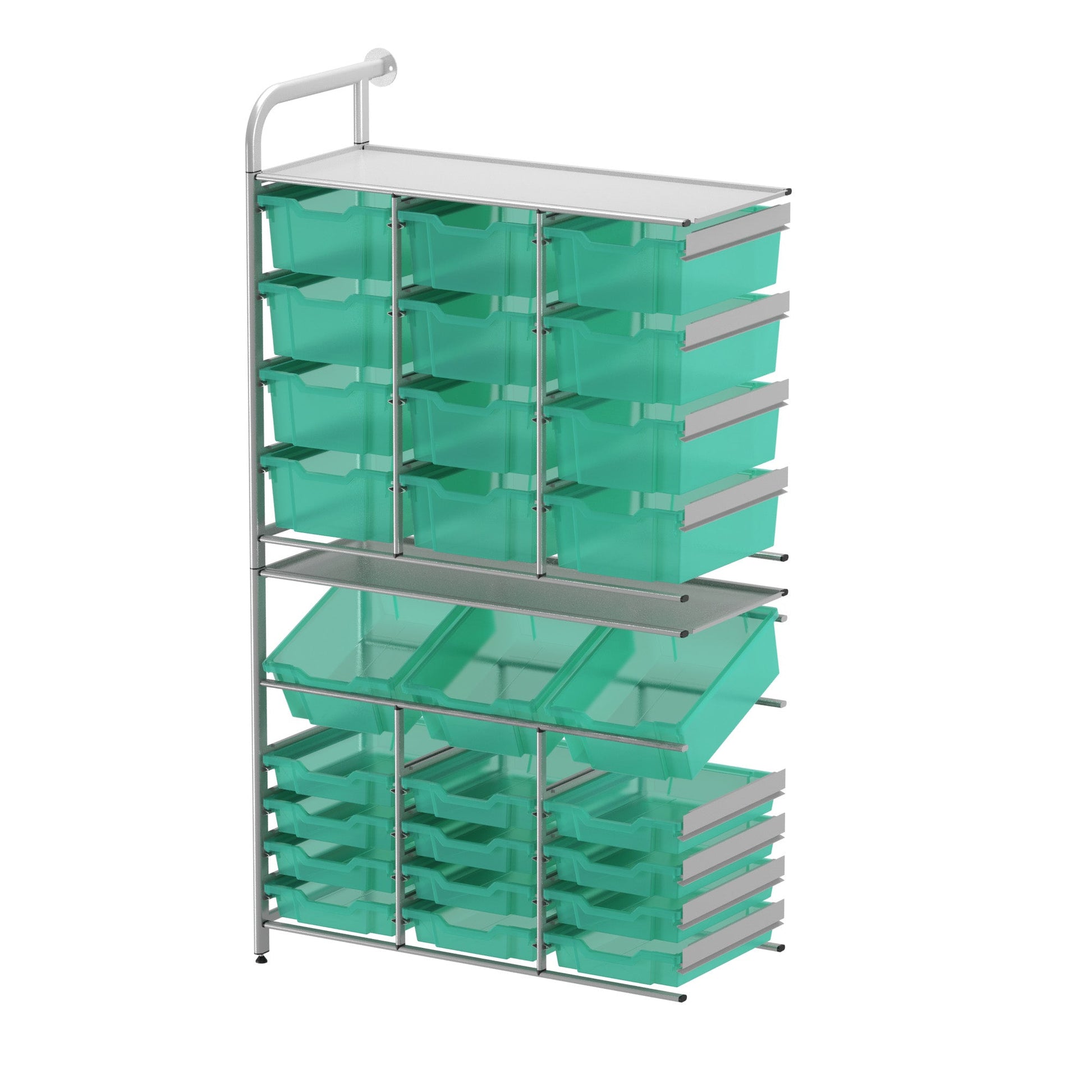 Gratnells Callero Custom Tall Maker - Store Adder Unit 12 Shallow, 3 Deep Tilting and 12 Deep Trays (GRA - CADD340744) - SchoolOutlet